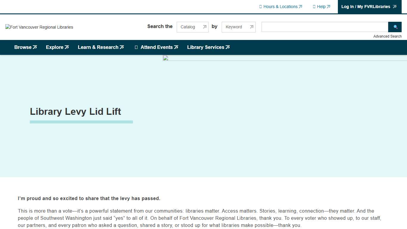 2025 Levy Lid Lift | Fort Vancouver Regional Libraries