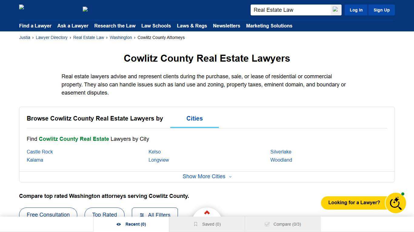 Best Real Estate Lawyers in Cowlitz County, WA | Justia Lawyer Directory