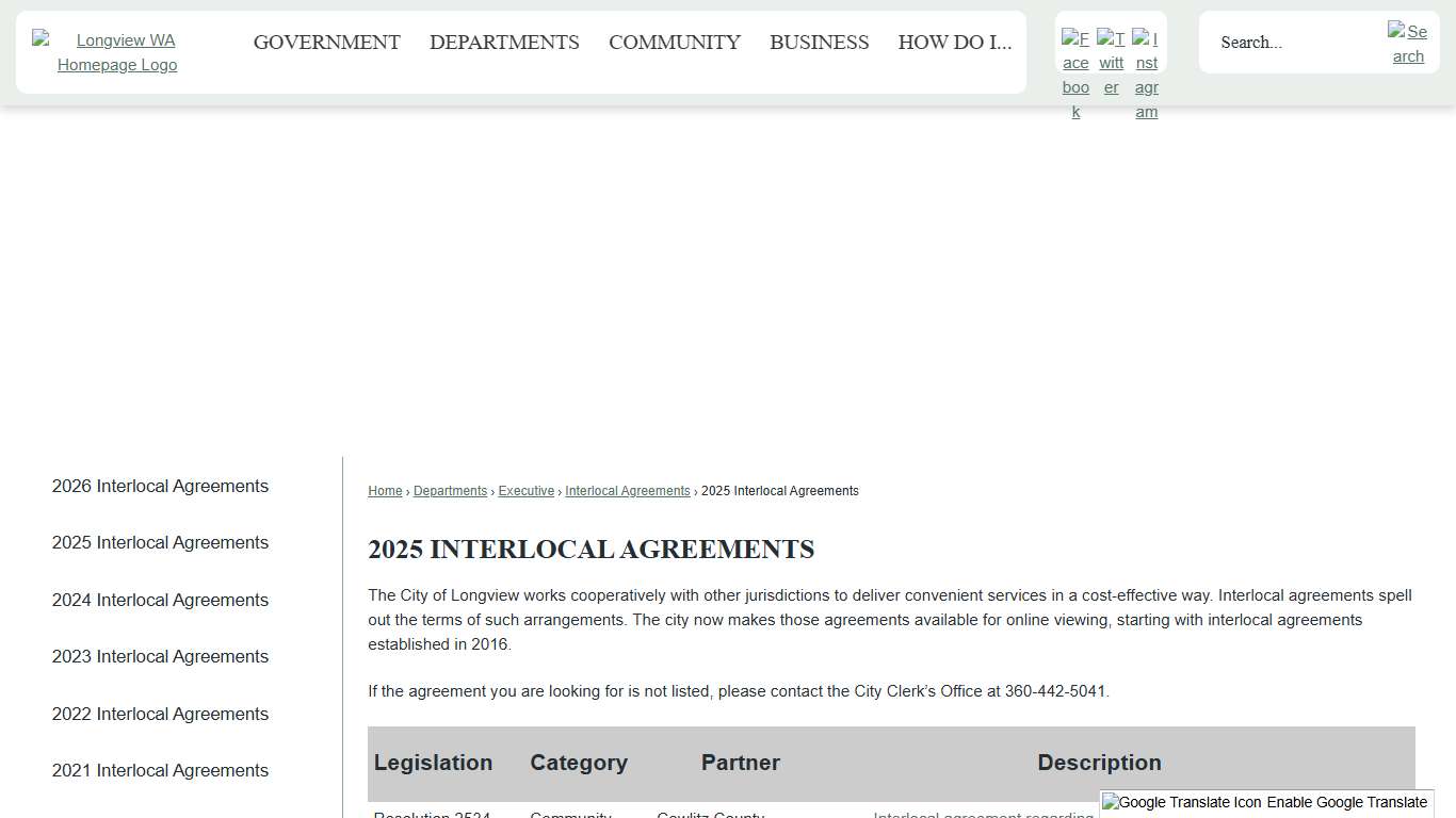 2025 Interlocal Agreements | Longview, WA